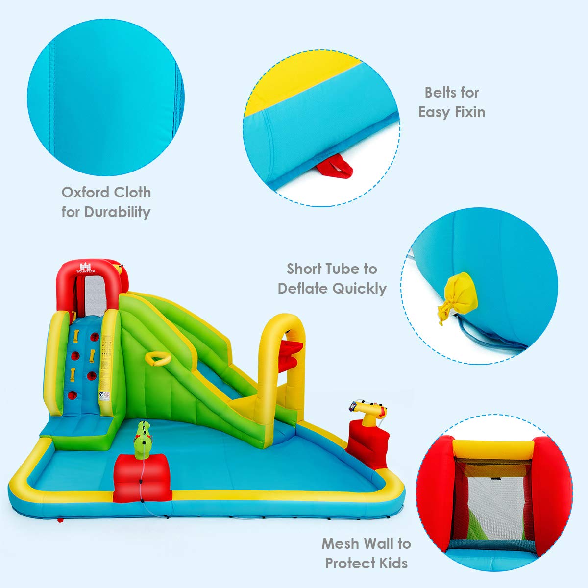 Giantex Inflatable Water Slide Jumping Trampoline Castle Bouncer Splash Pool w/Blower
