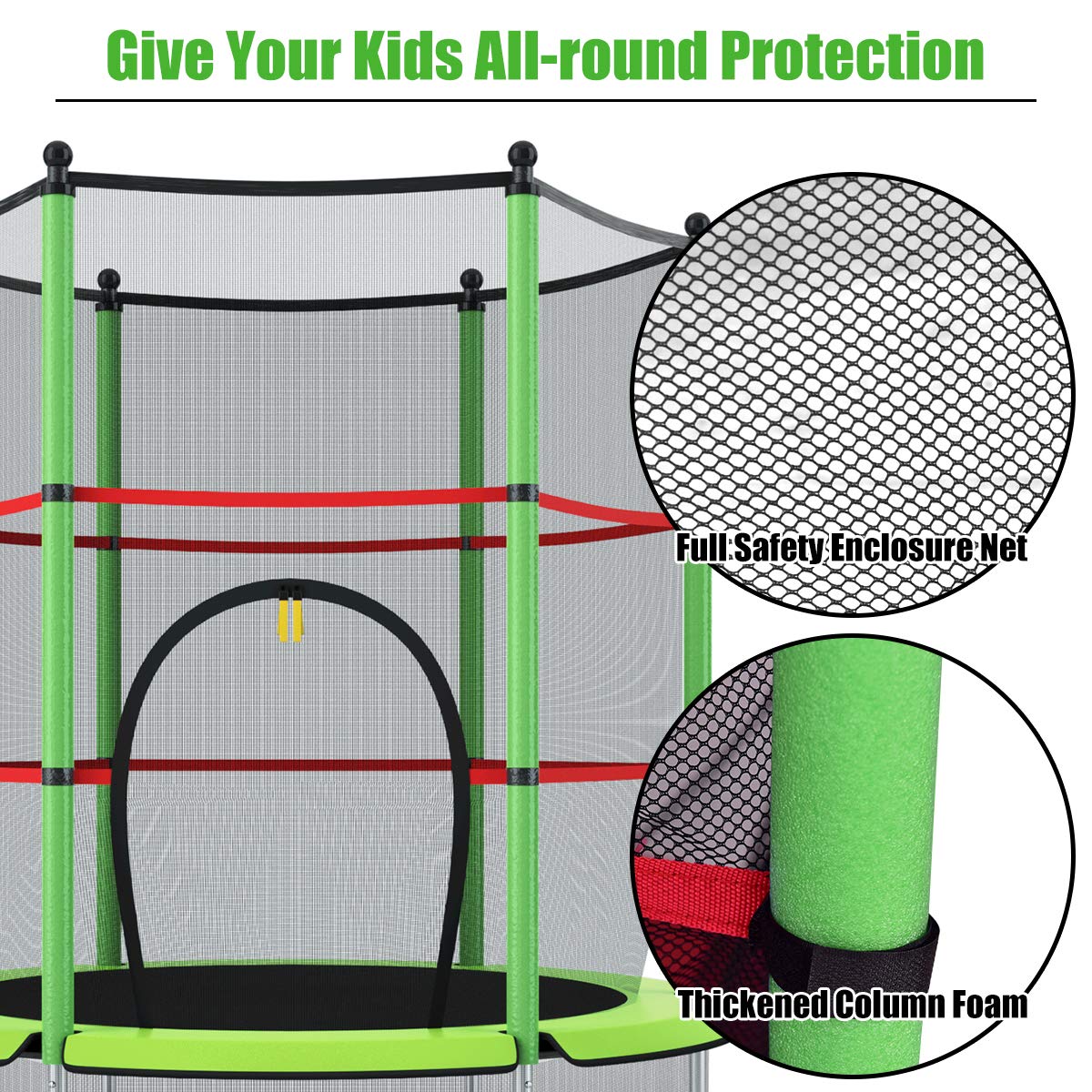 Kid Round Trampoline, 4.5ft Children Outdoor & Indoor Jumping Bed