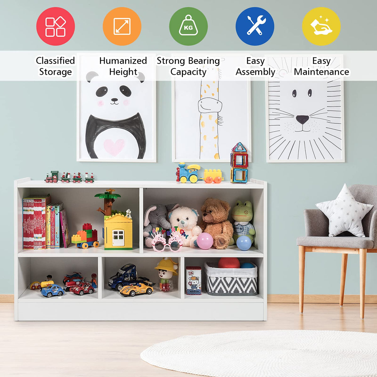 Giantex Kids Bookcase Toy Storage Shelf