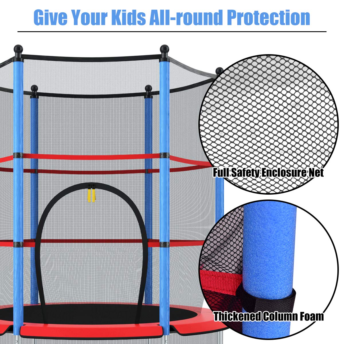 Kid Round Trampoline, 4.5ft Children Outdoor & Indoor Jumping Bed