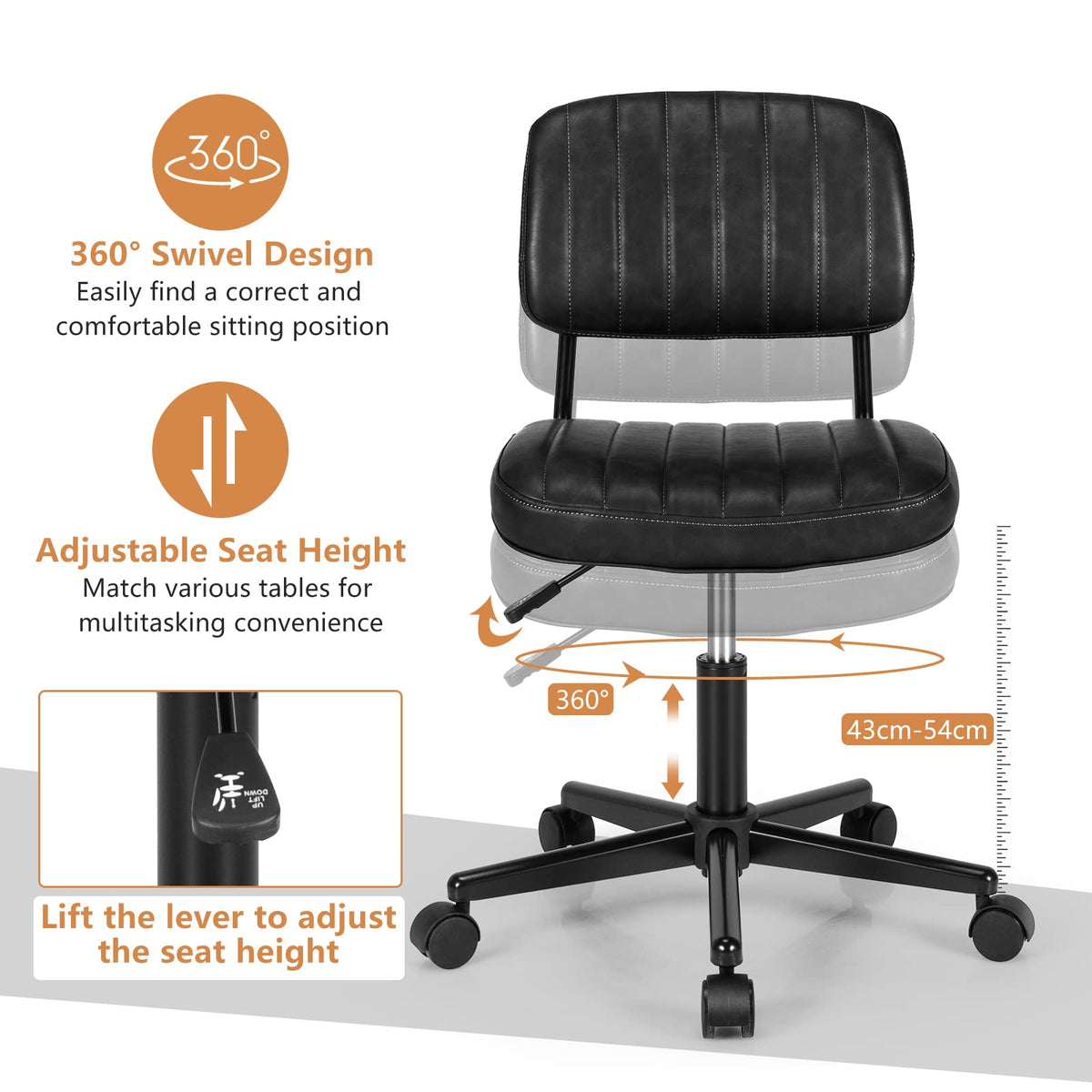 Giantex Armless Home Office Chair, Mid-Back Computer Desk Chair