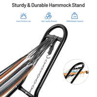 Hammock Stand, 9FT Metal Swing Chair Frame, Heavy-Duty Steel, 2 Chains, 2 S-hooks, 4 Anti-Slip Foot Pads