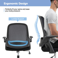 Giantex Ergonomic Home Office Chair, Comfy Mesh Recliner w/Flip-up Armrest