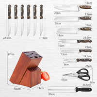 Giantex 15Pcs Kitchen Knife Set with Wooden Block, Chef Knife Block Set w/Full Tang Forged Stainless Steel Blade, Boxed for Kitchen Restaurant