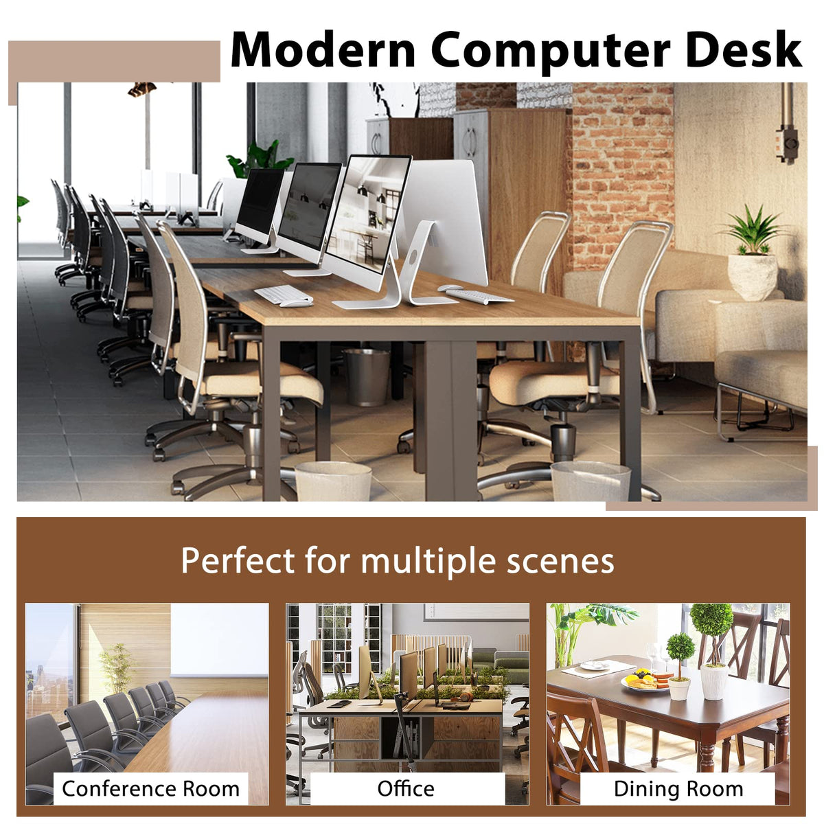 Giantex Conference Table, 140cm x 60cm Large Meeting Room Table W/Heavy Duty Steel Frame, Home Office Computer Desk