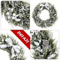 60CM/24Inch Christmas Wreath, Snow Frosted Wreath Decor