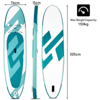 10ft Inflatable Stand up Paddle Board, Floating SUP Paddleboard with ISUP Accessories, 15CM Thick, 10' x 30" x 6"