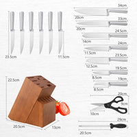 Giantex 16Pcs Kitchen Knife Set w/Wooden Block, Professional Chef Knife Block Set w/Full Tang Stainless Steel Forged Blade