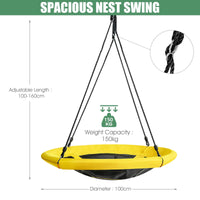 Nest Tree Swing, 100CM Kids Round Swing w/Adjustable Hanging Ropes, Yellow