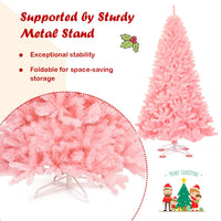 1.8M Pink Artificial Christmas Tree, Hinged Full Tree