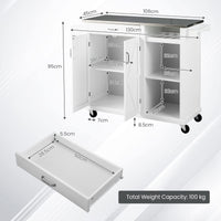 Giantex Kitchen Cart on Wheels, Kitchen Island with Storage and Stainless Steel Top, Rolling Kitchen Storage Cabinet with Drawer