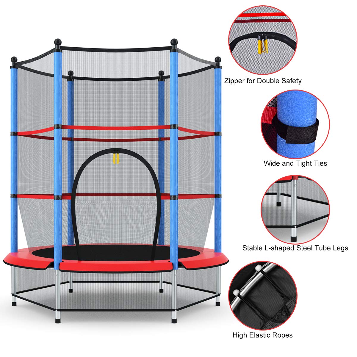 Kid Round Trampoline, 4.5ft Children Outdoor & Indoor Jumping Bed