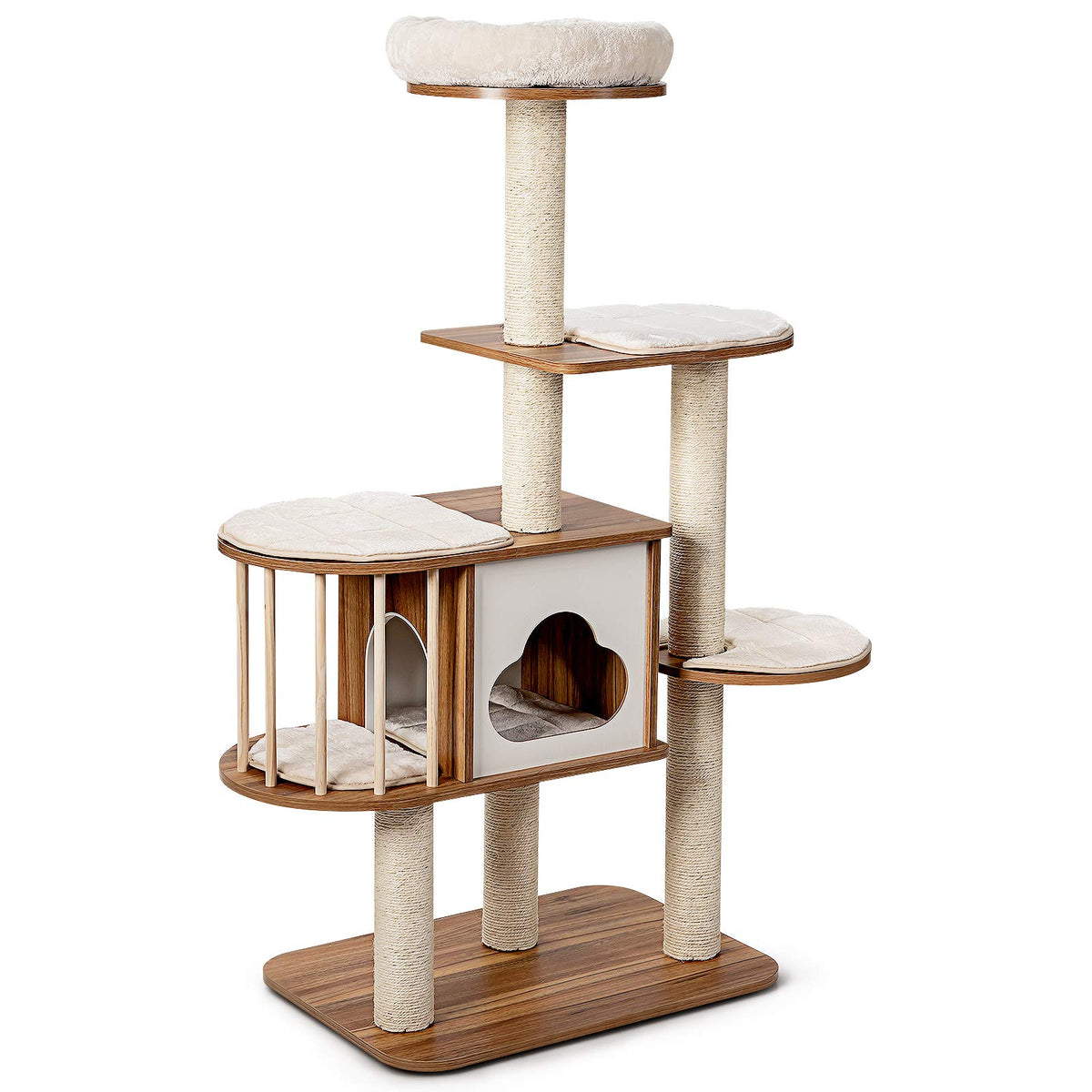 Cat Tree Tower, Large Wood Cat Climbing Condos Stand, w/4 Level Activities Platform