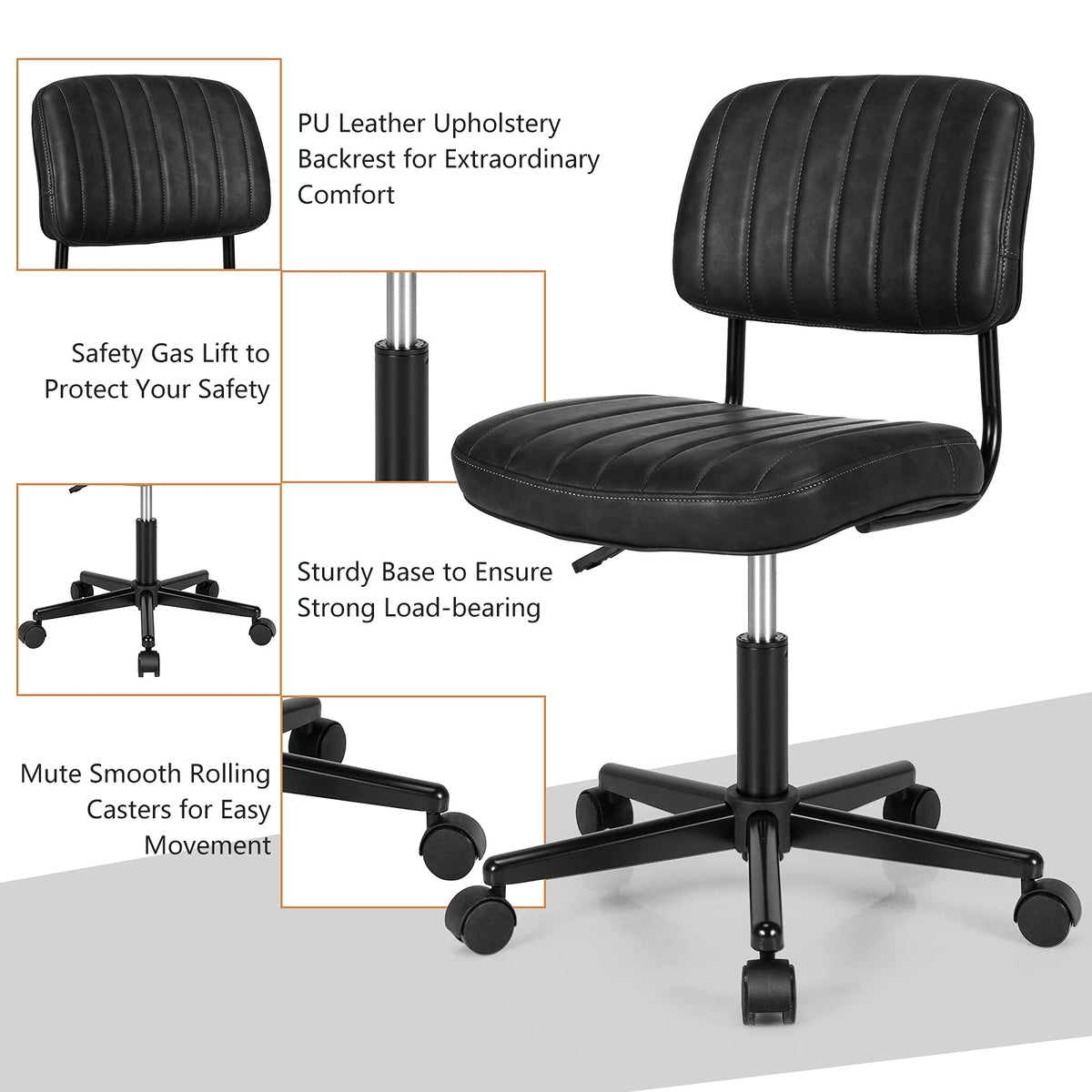 Giantex Armless Home Office Chair, Mid-Back Computer Desk Chair