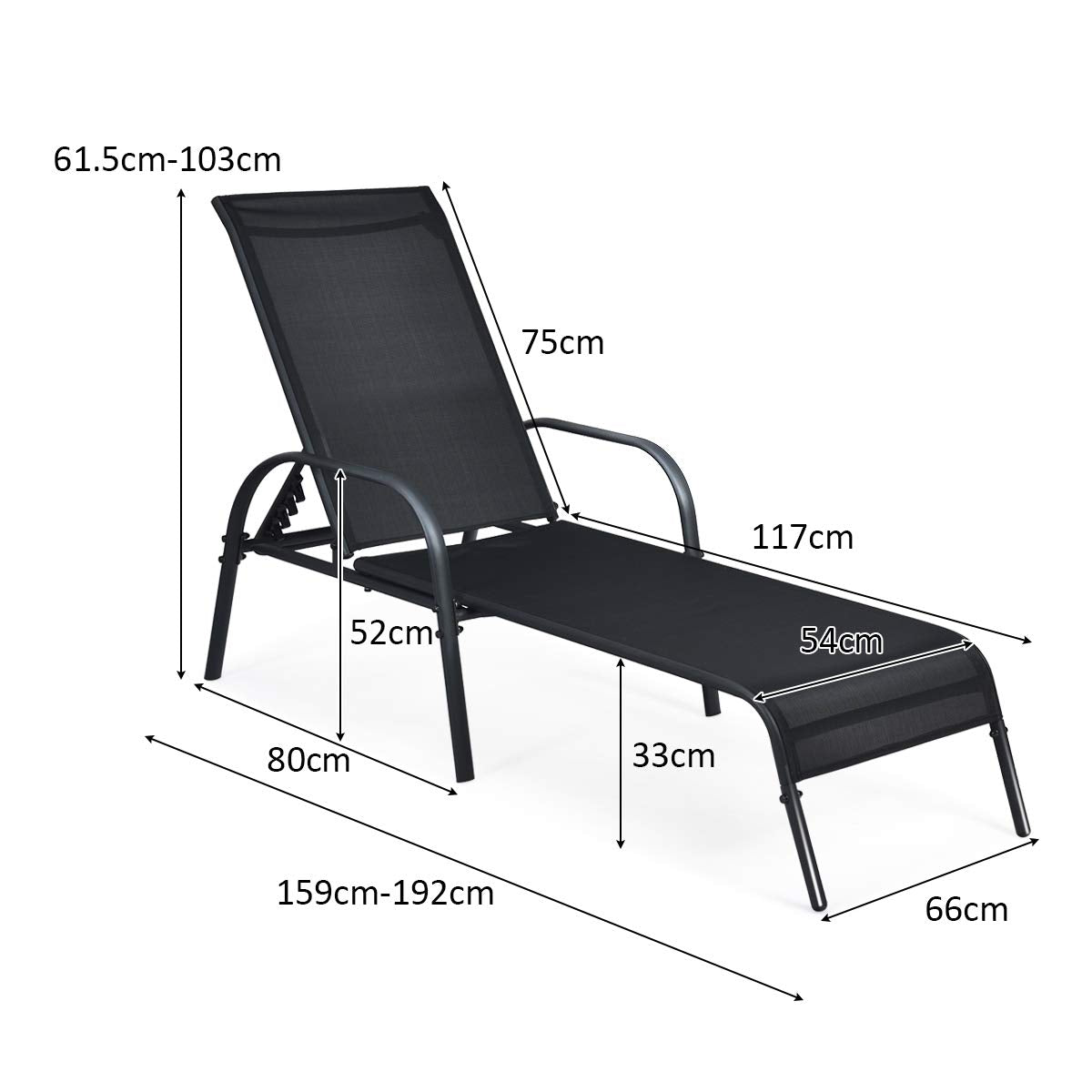 Giantex Outdoor Chaise Lounge, Folding Patio Recliner Chair with 5-Level Adjustable Angles