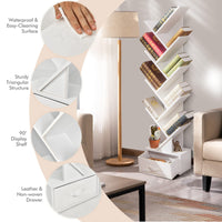 Giantex 10-Tier Tree Bookcase, Floor Standing Bookshelf w/Drawer for CDs/Movies/Books (White)