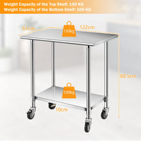 Giantex Stainless Steel Workbench, Prep Work Table, Adjustable Bottom Shelf