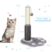 Cat Scratching Post, Kitty Sisal Claw Scratcher Pole, w/Hanging Ball Toy, 52cm, Gray