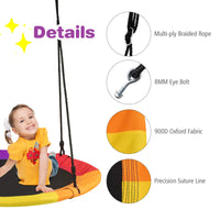 102CM Kids Tree Swing Saucer, Strengthen Hanging Tree Swing w/ Multi-ply Rope & 2 Tree Hanging Straps(Strengthen Colorful)