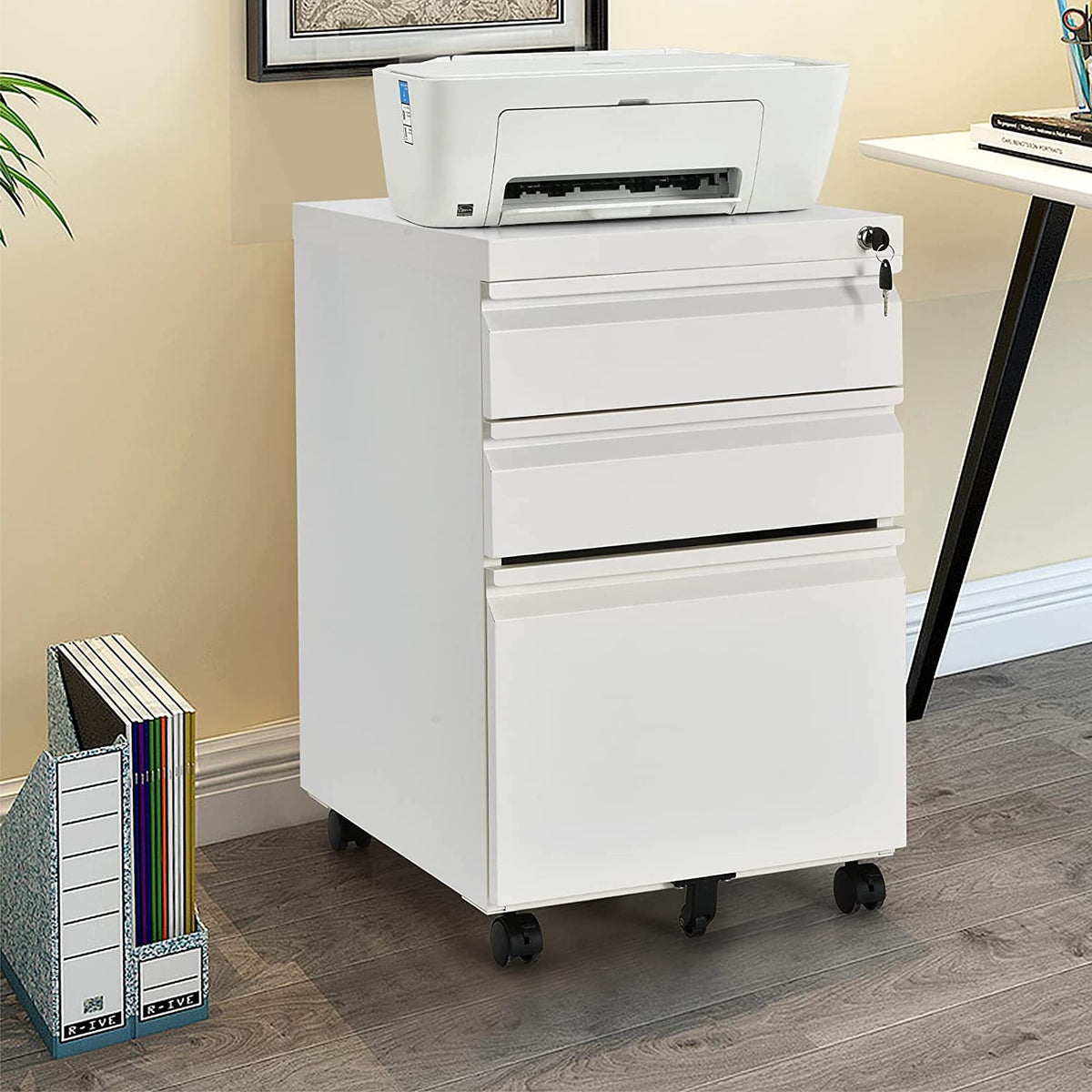 Giantex Mobile File Cabinet, 3-Drawer Filing Cabinet