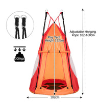 100cm 2 in 1 Kids Detachable Hanging Tree Swing Tent and Nest Swing Chair, Orange