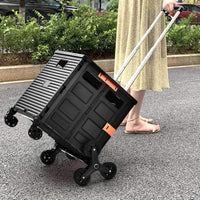 Giantex Folding Shopping Cart, Lightweight Utility Cart, 40 KG/75 KG Great Weight Capacity (Black)