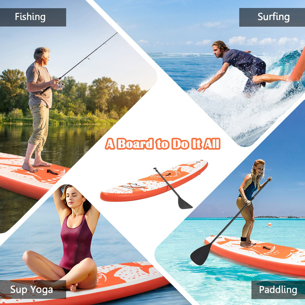 11ft Inflatable Stand Up Paddle Board, 15cm Thick SUP with Premium Accessories, Standing Boat for Youth & Adult