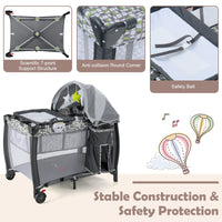 Portable Baby Bassinet, 3 In 1 Foldable Travel Cot w/ Canopy & Detachable Net