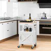 Giantex Kitchen Island Cart, Rolling Kitchen Island with Rubber Wood Top