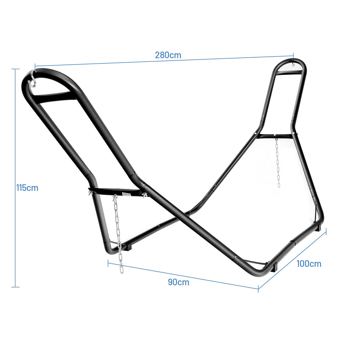 Hammock Stand, 9FT Metal Swing Chair Frame, Heavy-Duty Steel, 2 Chains, 2 S-hooks, 4 Anti-Slip Foot Pads