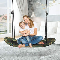 Kids Detachable Surf Swing, Flying Outdoor Indoor Saucer Hammock, 100-160cm Adjustable Hanging Rope