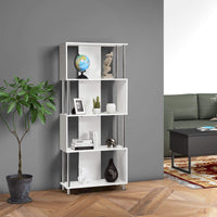 Giantex Standing Bookshelf with 4 Shelves, Wood Bookcase with Metal Frame