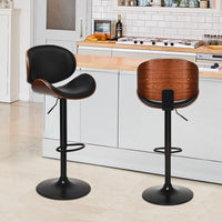 Giantex Set of 2 Bar Stools, PU Leather Adjustable Barstools, Swivel Bar Stool Chair, Dining Chairs Kitchen Counter Height Barstool