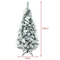 1.5 Christmas Tree, Artificial Snow Flocked Slim Pencil Tree