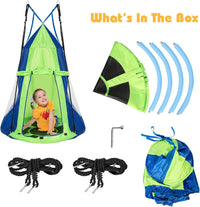 100cm Kids Detachable Hanging Tree Swing Tent, 2 in 1 Design Flying Swing & Nest swing Chair for Having Fun, Green