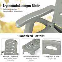 Folding Camping Lounge Chair, Portable Rolling Recliner w/Wheels, Gray