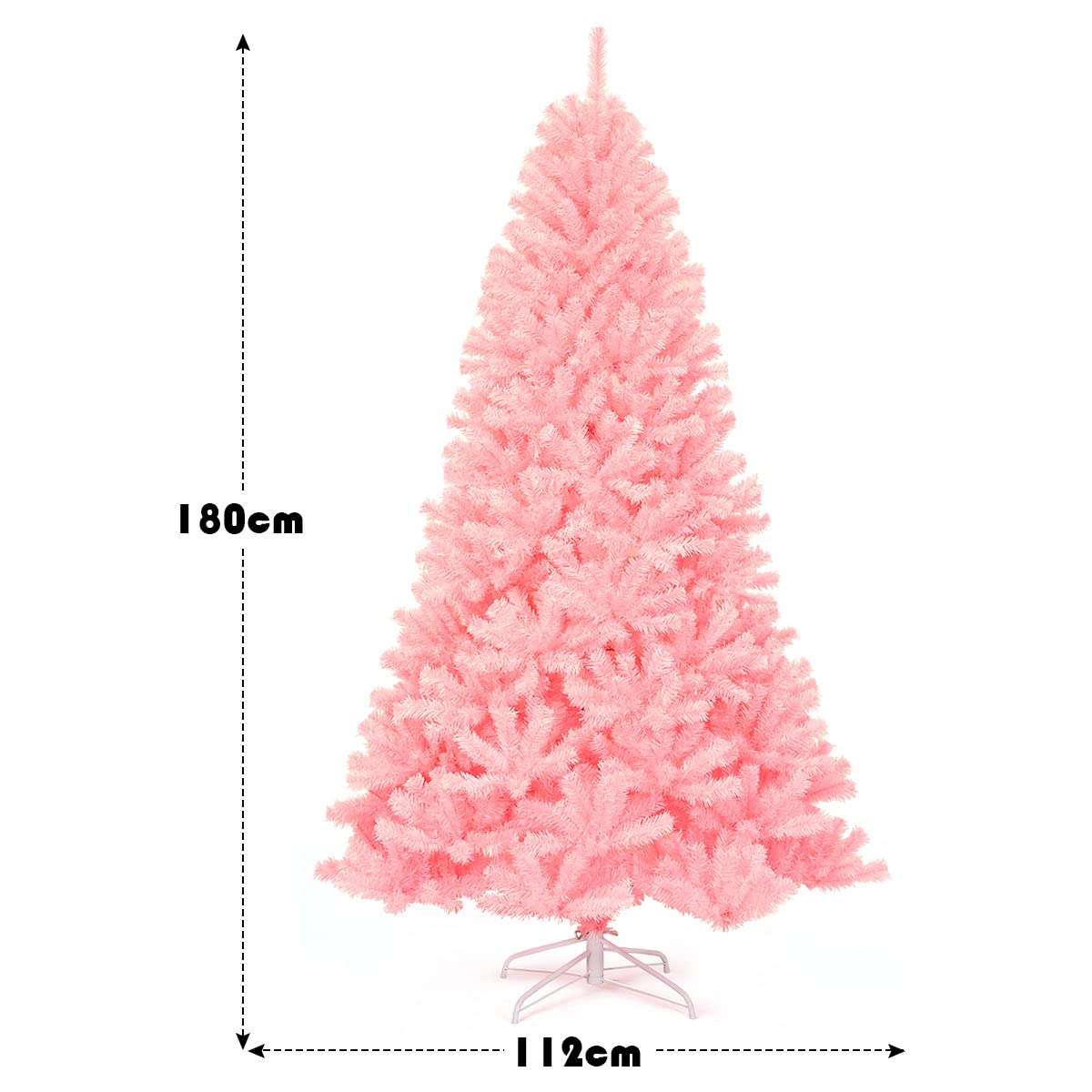 1.8M Pink Artificial Christmas Tree, Hinged Full Tree