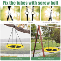 Nest Tree Swing, 100CM Kids Round Swing w/Adjustable Hanging Ropes, Yellow