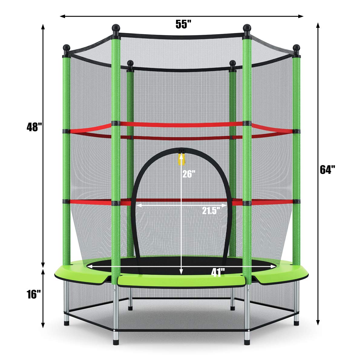 Kid Round Trampoline, 4.5ft Children Outdoor & Indoor Jumping Bed