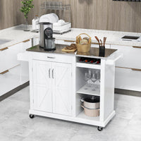 Giantex Kitchen Cart on Wheels, Kitchen Island with Storage and Stainless Steel Top, Rolling Kitchen Storage Cabinet with Drawer