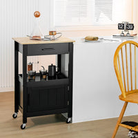 Giantex Small Kitchen Island Cart on Wheels, Rolling Kitchen Island w/ Rubber Wood Top, Black