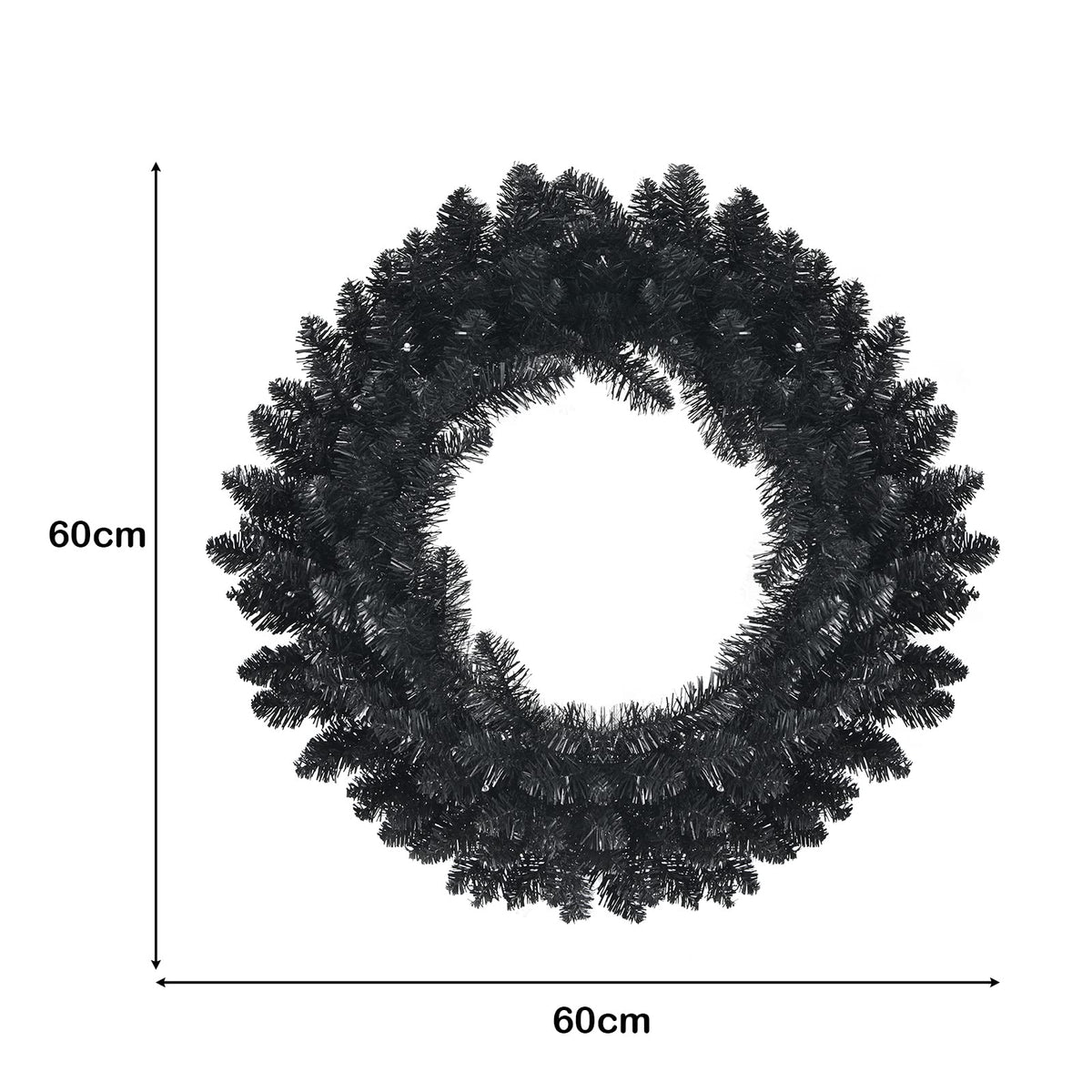 60cm Chirstmas Wreath, Pre-lit Black Artificial Wreath