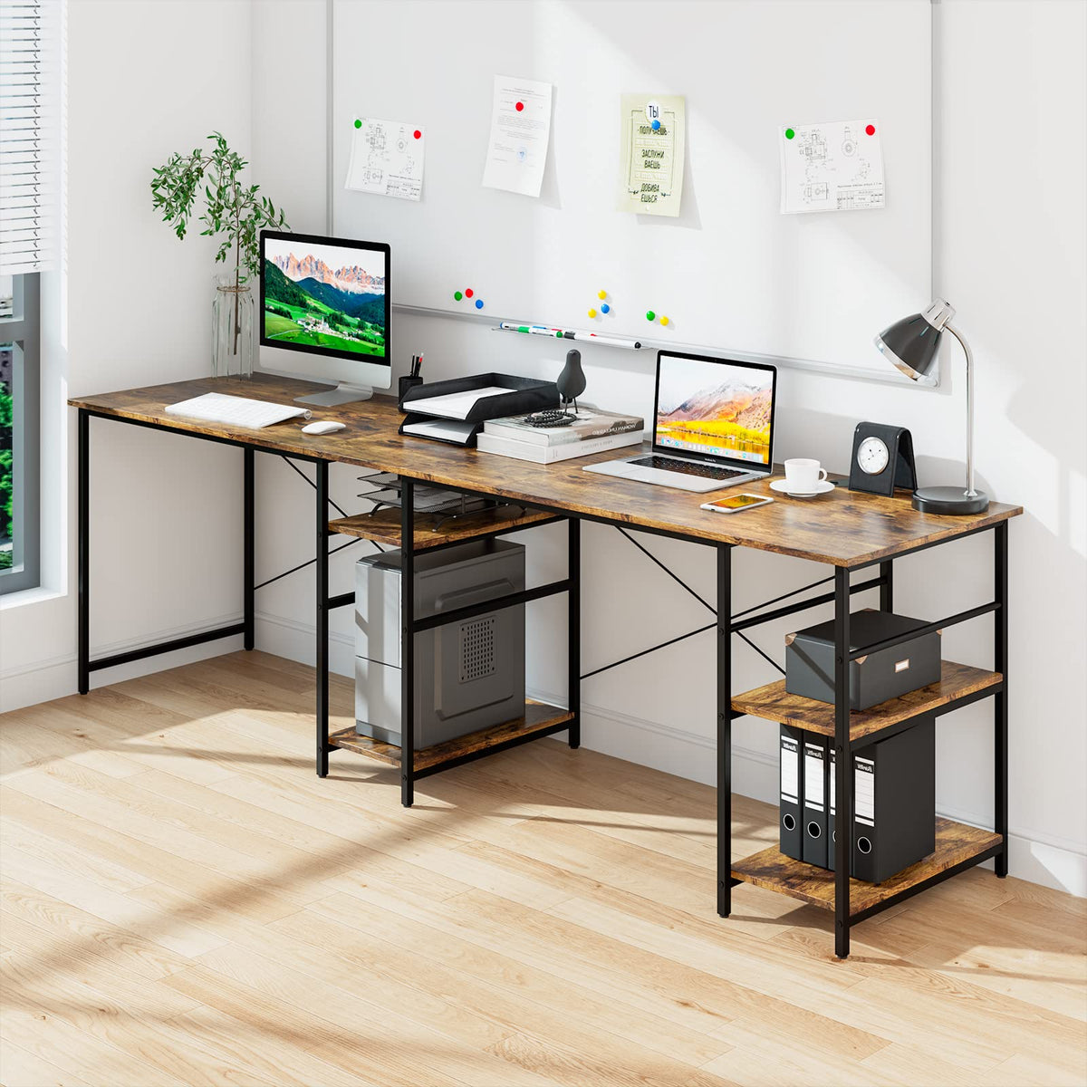 Giantex L Shaped Desk With Storage Shelves 242cm Wooden Corner Desk Giantex l shaped desk with storage shelves 242cm wooden corner desk