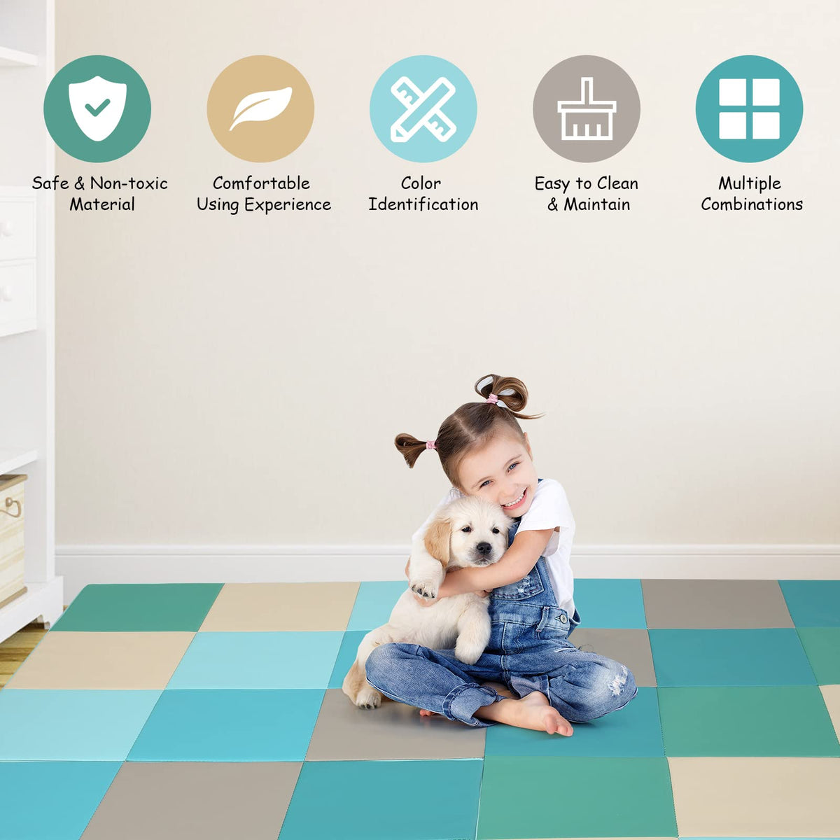 Giantex Toddler Foam Play Mat, Colorful Patchwork Toddler Foam Floor Mat