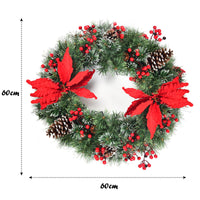 60cm Christmas Wreath, Pre-lit Artificial Christmas Wreath
