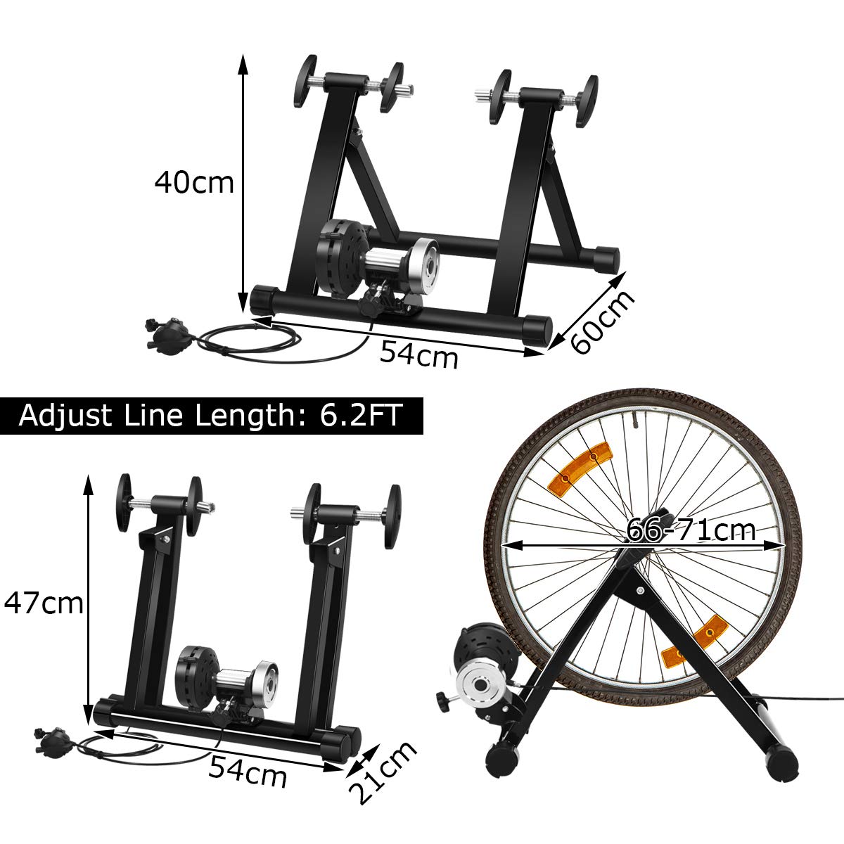 Indoor Bike Training Stand Portable Steel Exercise Bicycle Trainer with 8 Levels Resistance