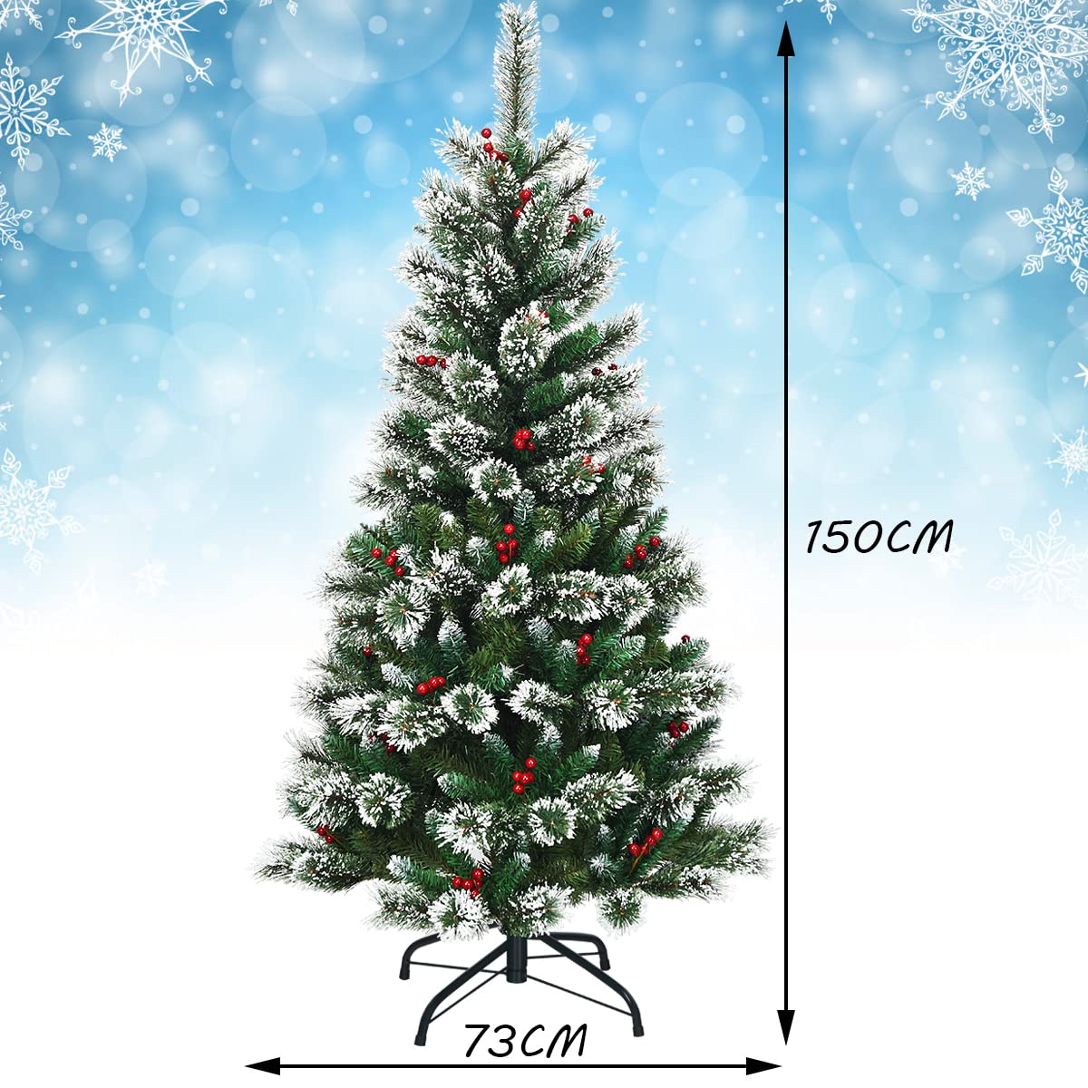 Christmas Tree, 1.5/1.8/2.1M Snow Flocked Artificial Xmas Tree